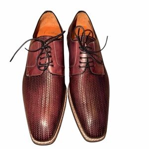 Mezlan Men’s Burgundy Woven Leather Dress Shoes Size 10 Medium